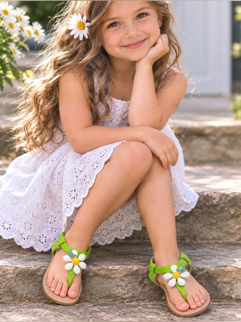 Miss Trish for Target Thong Sandals with Flower &‎ Butterfly Little Girls Size 7